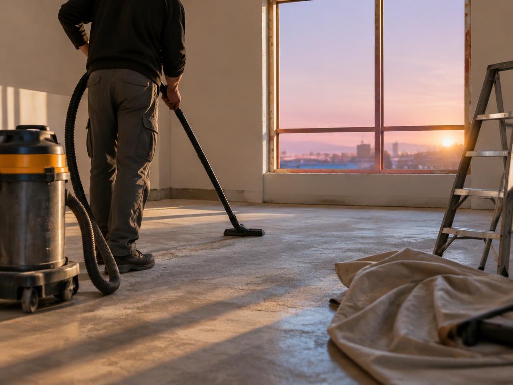 Illustrative post-construction cleaning scene