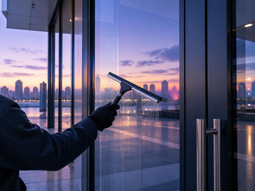 Illustrative window & glass cleaning scene